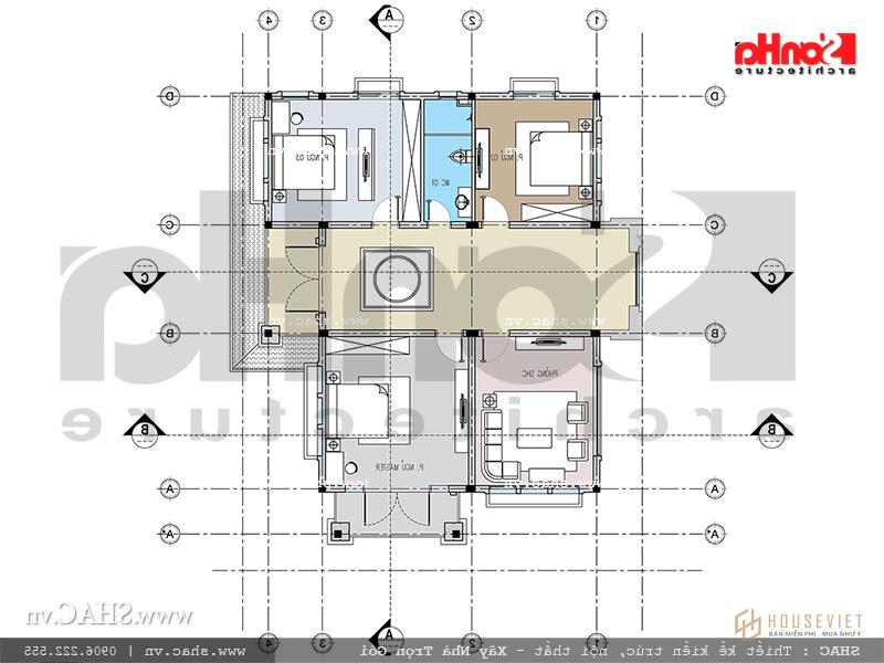 Mặt bằng tầng 2 biệt thự SH BTD 0046