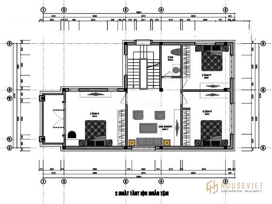 Mẫu nhà 2 tầng mặt tiền 8m 4 phòng ngủ