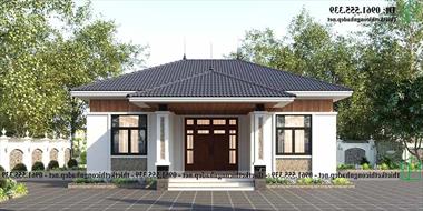 Mẫu nhà cấp 4 đẹp 12x12m mái thái được nhiều người quan tâm tại Thái Bình NDNC4193