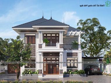 Mẫu thiết kế nhà vuông 2 tầng mái thái Nhật Bản của anh Đông NDBT2T161