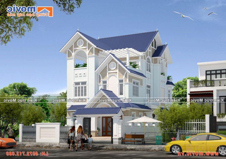 Mẫu biệt thự đẹp 3 tầng hiện đại 100m2 mái thái (MB1618)