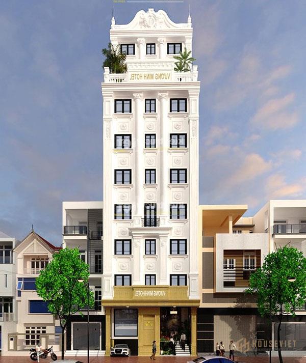 Mẫu khách sạn mini đẹp kiến trúc 8 tầng ấn tượng