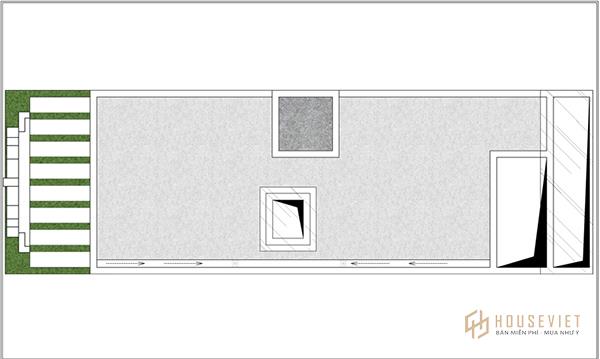 Tầng thượng rộng rãi với sự phối hợp ấn tượng