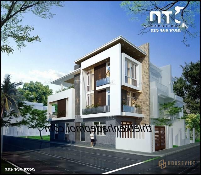 Phối cảnh 3D mẫu nhà ống 1 trệt 2 lầu 2 mặt tiền phố đẹp