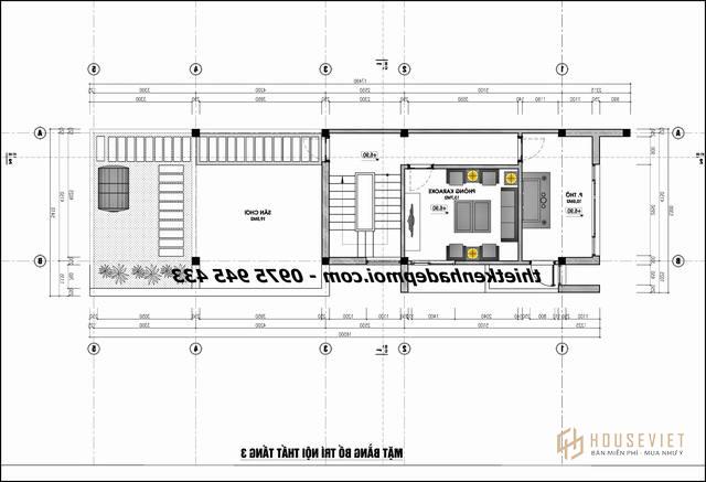 bản vẽ thi công nhà ống rộng 4,5m 2 tầng 1 tum