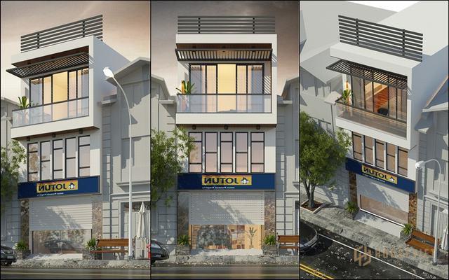 Nhà ống 3 tầng có gác lửng ở giữa.