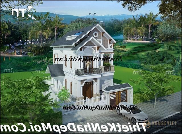 Hình ảnh nhà đẹp 2 tầng mái thái 9m