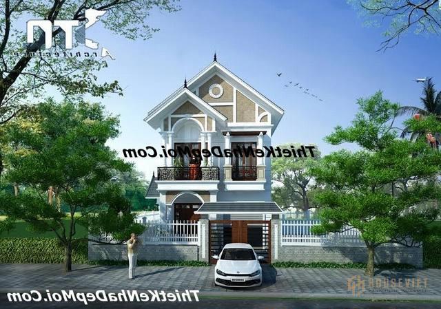 Mẫu nhà mái thái 2 tầng 4 phòng ngủ ở quê 9x17m