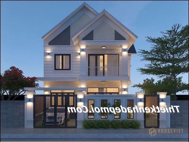 thiết kế biệt thự mái thái 2 tầng 4 phòng ngủ