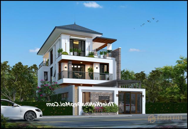 Biệt thự phố hiện đại 1 trệt 2 lầu 9m