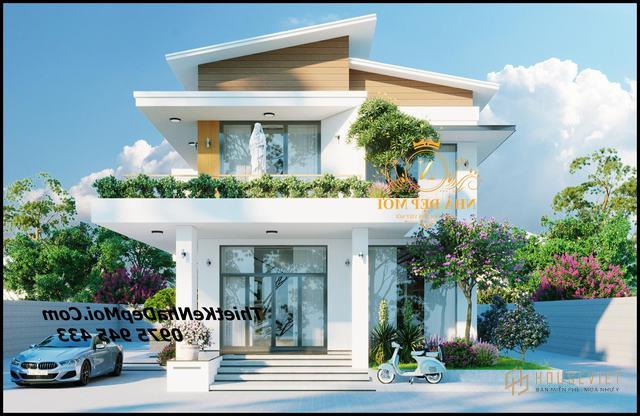 Biệt thự mái lệch đẹp 1 trệt 1 lầu