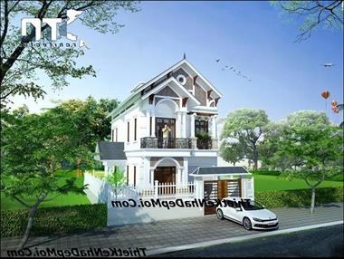 Xem mẫu nhà biệt thự 2 tầng mái thái 9x17m đã xây xong cho cô Nữ