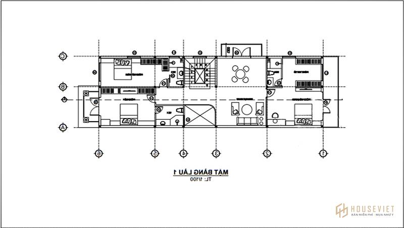 Mặt bằng biệt thự 8x20m