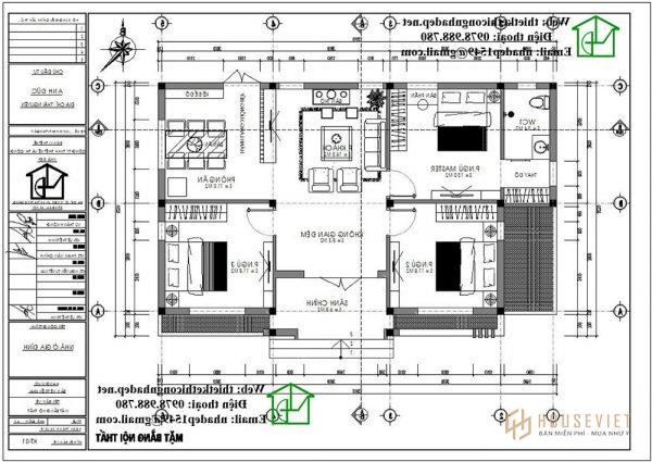 Phương án nội thất nhà cấp 4 mái thái đẹp NDNC461