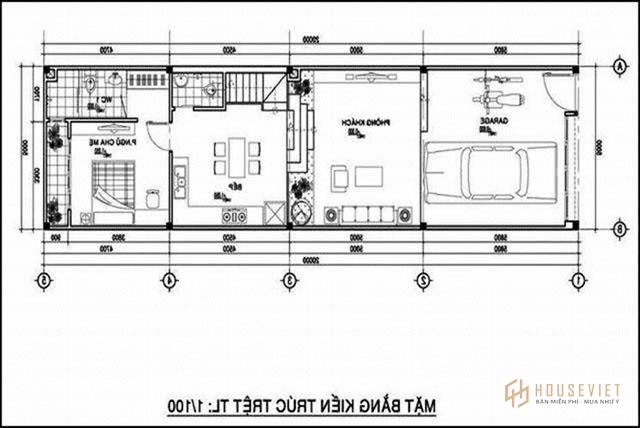 Mặt bằng tầng 1 mẫu thiết kế nhà 500 triệu