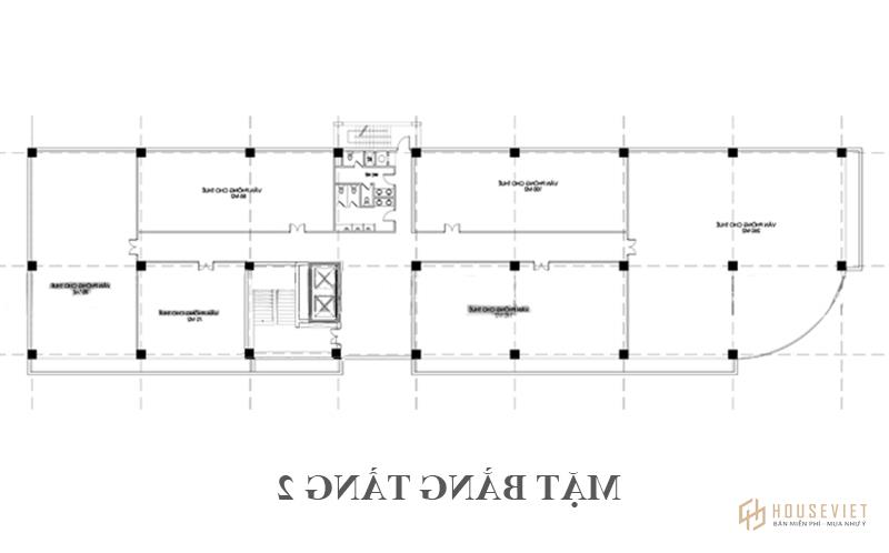 Mẫu thiết kế tòa nhà văn phòng 10 tầng mặt bằng tầng 2