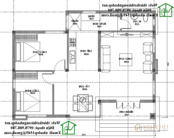 Phương án nội thất nhà cấp 4 mái thái NDNC438