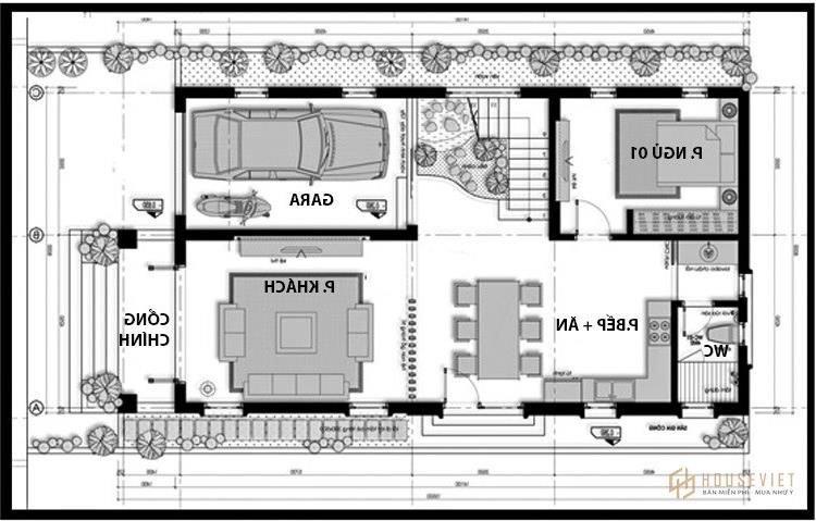 Ví dụ mẫu nhà ống 2 tầng 7x20m