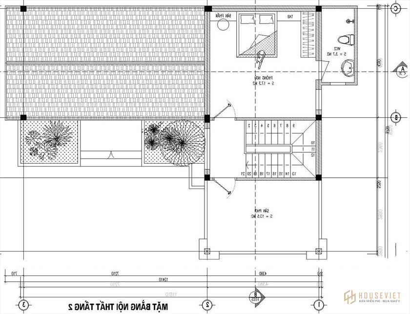 Mẫu nhà chữ L 2 tầng 80m2