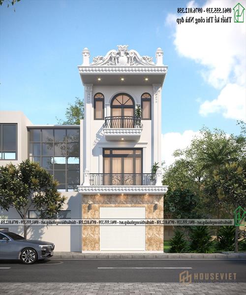 Mẫu nhà phố 3 tầng 5x17m nhẹ nhàng cổ kính tại Gia Lâm Hà Nội NDNP3T74