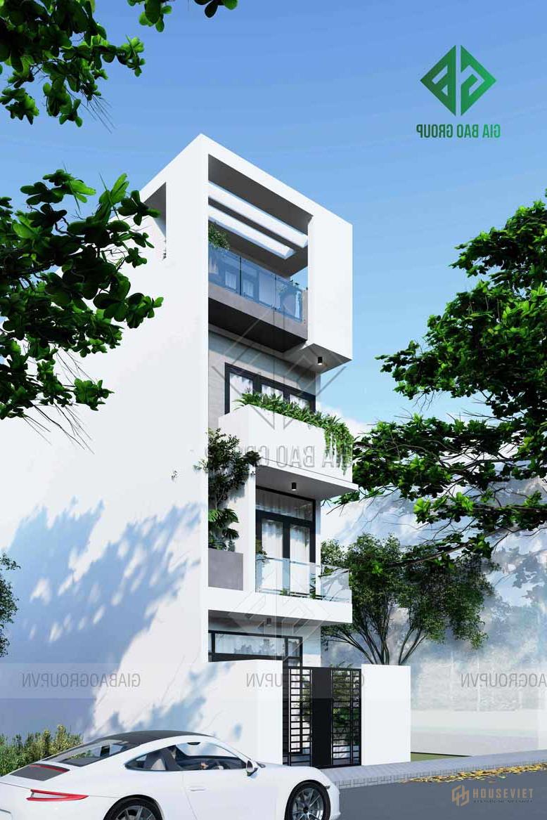 Tông màu trắng càng làm tăng thêm vẻ sang trọng cho ngôi nhà phố 3 tầng đẹp tại Đồng Nai