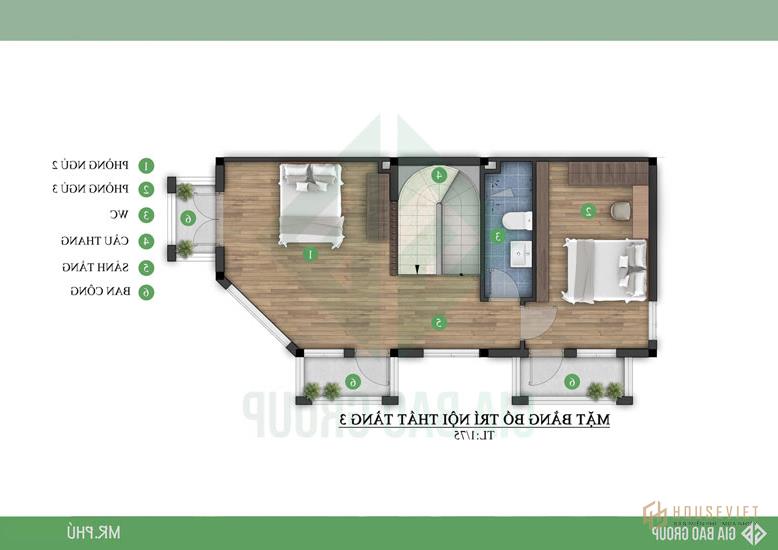 Tầng 3 biệt thự tân cổ điển 4 tầng