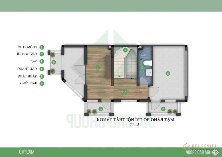 Tầng 4 biệt thự tân cổ điển 4 tầng