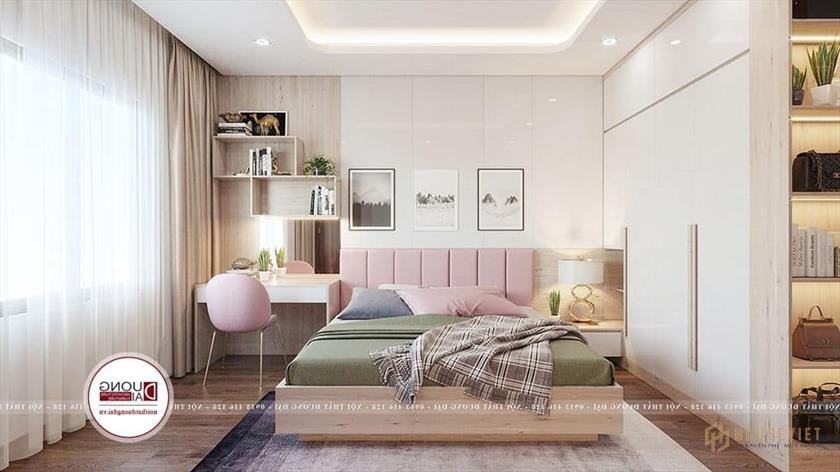 Không gian phòng ngủ của bé được thiết kế với tông màu hồng ngọt ngào Không gian phòng ngủ của bé được thiết kế với tông màu hồng ngọt ngào