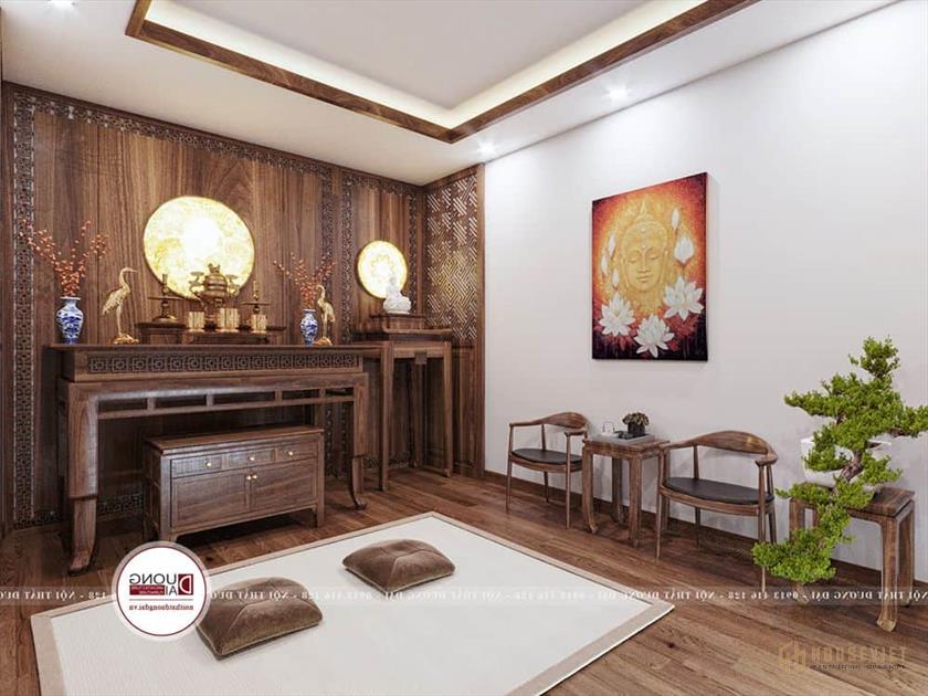 Phòng thờ với không gian trang nghiêm, rộng rãi.