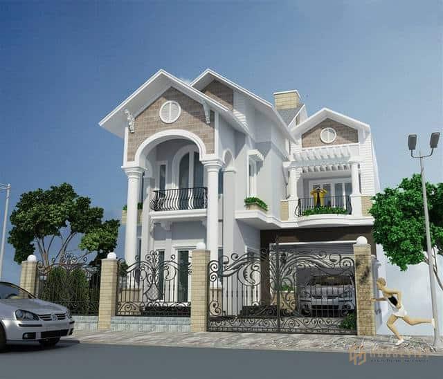 Biệt thự 2 tầng đẹp thiết kế theo phong cách tân cổ điển