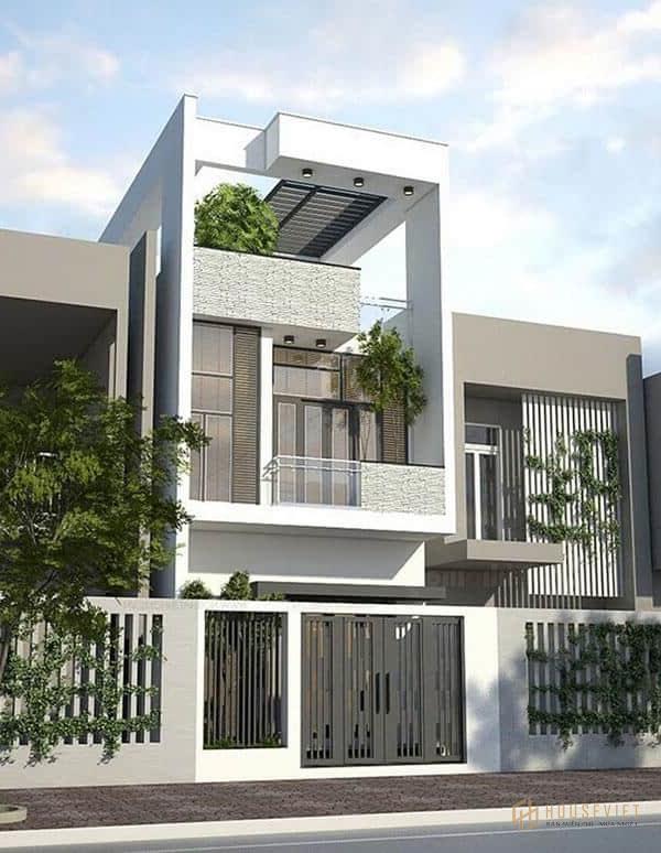 Nhà 2 tầng kết hợp 1 tum có không gian xanh