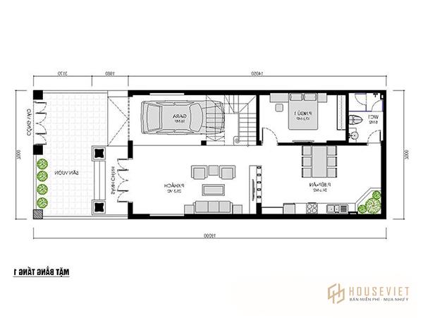 Bản vẽ mặt bằng nhà 2 tầng