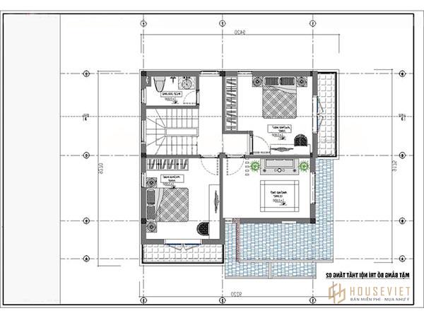 Bản vẽ nhà 2 tầng mái thái