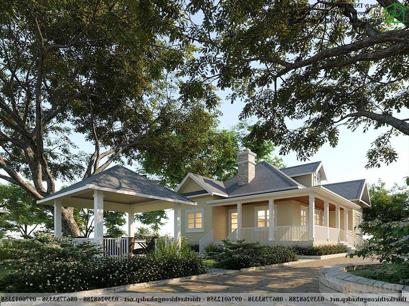 Quần thể kiến trúc nhà cấp 4 phong cách Mỹ hiện đại