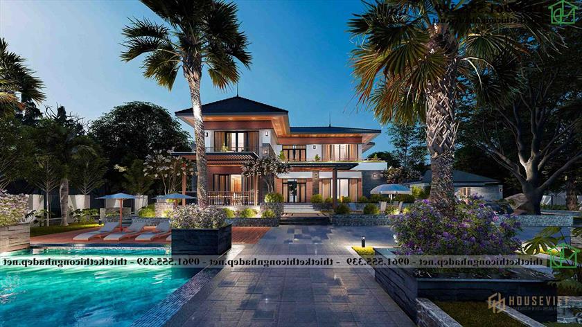 Biệt thự mái thái đẹp sang trọng kiểu Nhật tại Vĩnh Phúc NDBT2T130