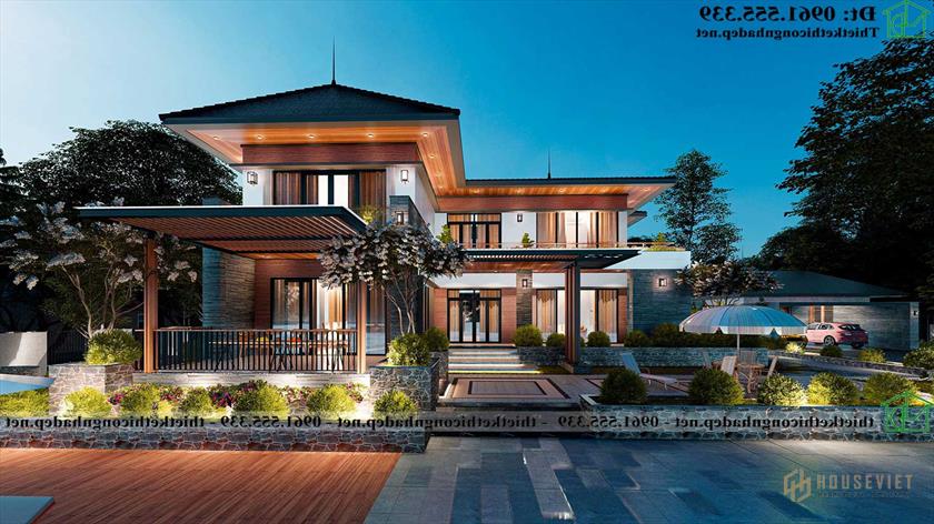 Mẫu biệt thự 2 tầng đẹp sang trọng NDBT2T130