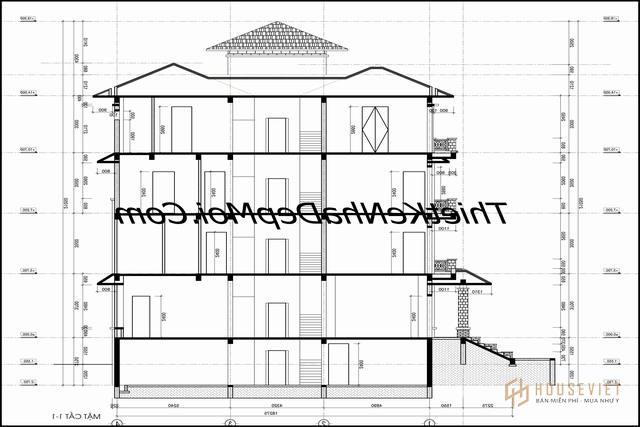 Bản thiết kế nhà phố đẹp 4 tầng 2 mặt tiền