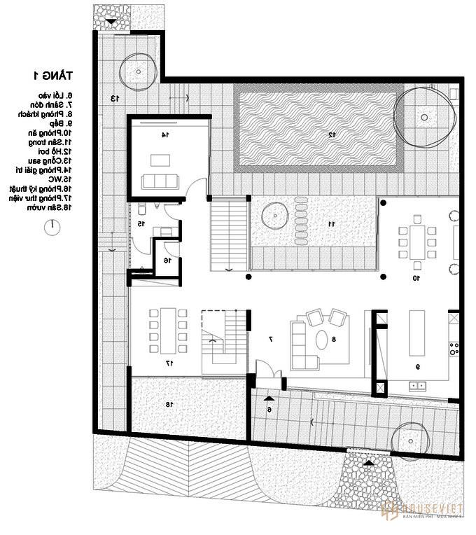 Bản vẽ mặt bằng tầng 1