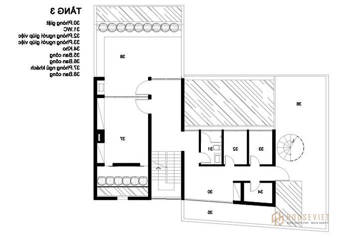 Mặt bằng công năng tầng 3