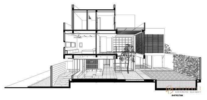 Mặt đứng biệt thự 3 tầng hiện đại mái bằng