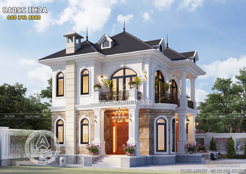 Góc nhìn mẫu nhà đẹp 2 tầng 100m2 3 phòng ngủ - ACHI 22018