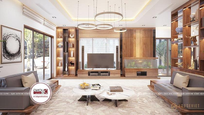 Không gian phòng khách rộng rãi với bộ ghế sofa đôi bọc da sang trọng Không gian phòng khách rộng rãi với bộ ghế sofa đôi bọc da sang trọng