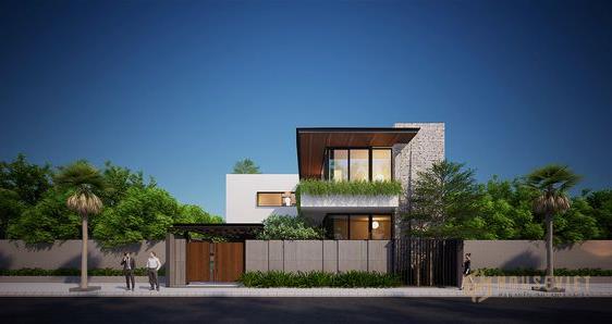 Kết hợp không gian xanh trong ngôi biệt thự 2 tầng mái bằng