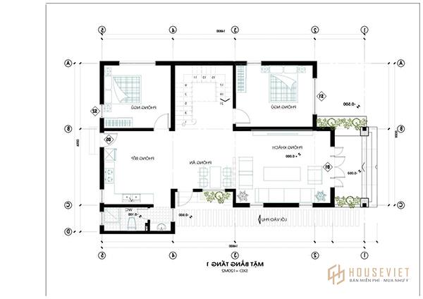 Bản vẽ biệt thự 2 tầng mái thái
