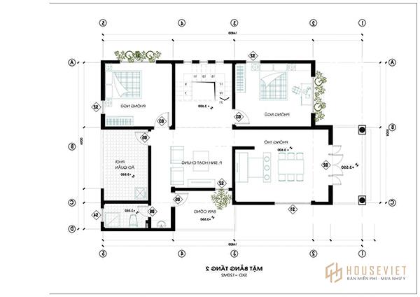 Bản vẽ nhà biệt thự 2 tầng 100m2