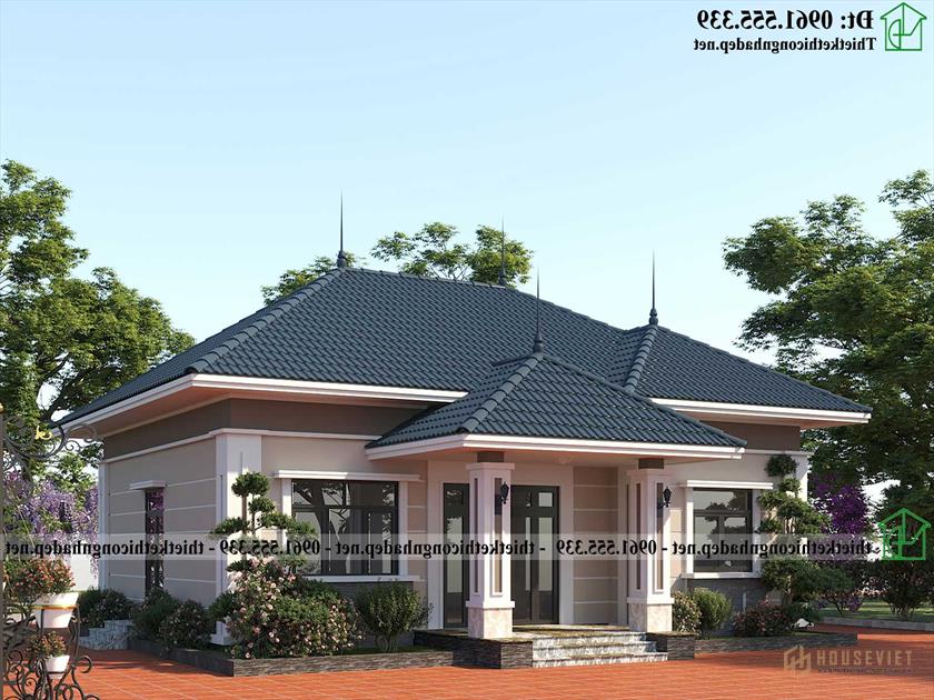 Mẫu nhà mái thái hiện đại 1 tầng 11x10m NDBT1T129