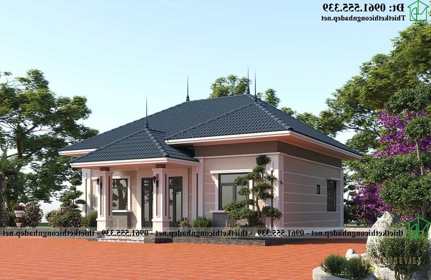 Mẫu nhà 1 tầng hiện đại mái thái NDBT1T129