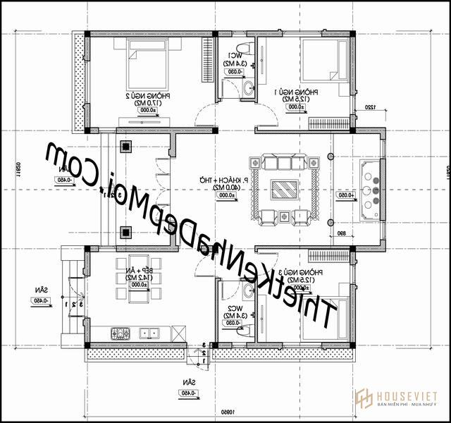 Mẫu nhà cấp 4 chữ U đẹp mái Nhật 