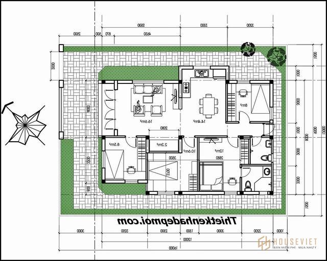 Mẫu nhà cấp 4 9x12m mái thái đẹp