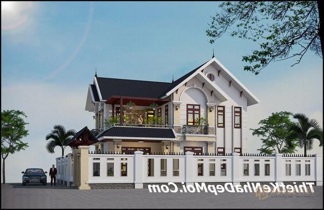 Thiet ke nha vuon 2 tang 2 mat tien dep